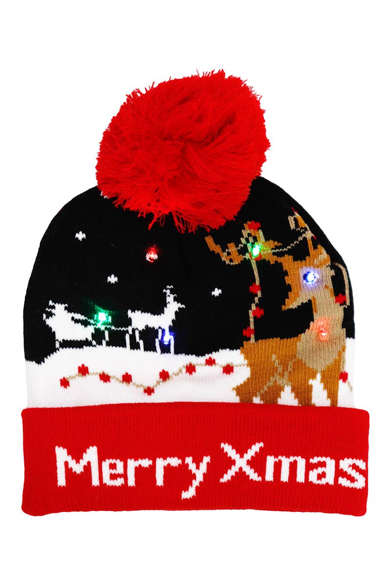 Cap Zone - Wholesale Beanie - Kids - Toddlers Christmas LED Light-Up Cuffed Beanie12
