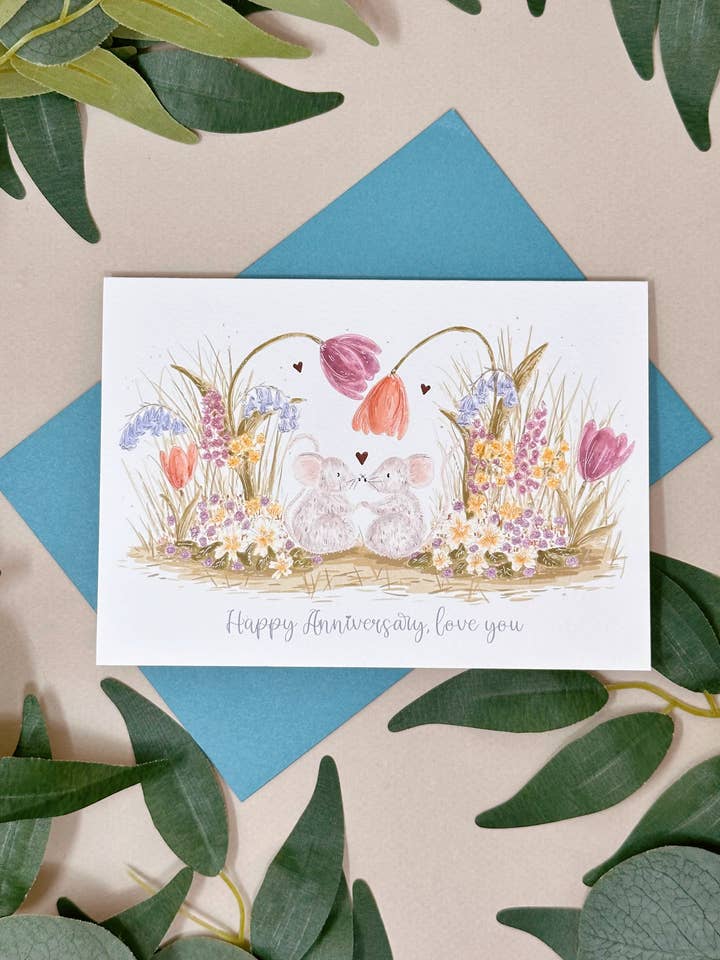 Mouse Wedding Anniversary Card for wholesale by Just Smile Designs