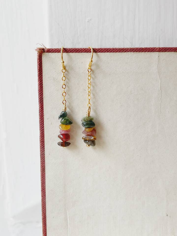Tourmaline Chip Drop Earrings for wholesale by Rage Gems & Jewelry