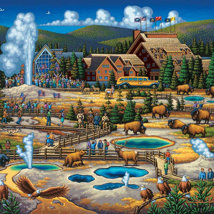 Boardwalk Puzzle Company - Wholesale Puzzle - Adult - Yellowstone Old Faithful - 500 Piece1