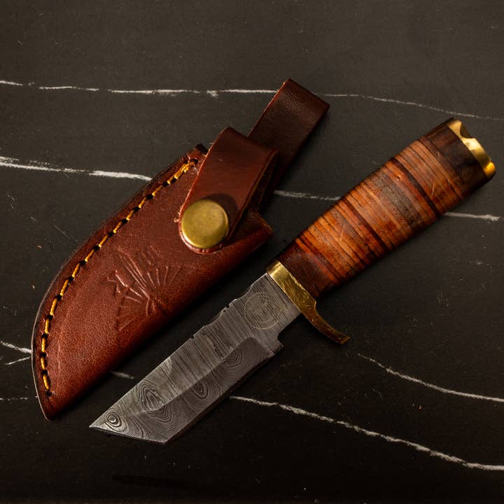 HomeTown Knives. - Wholesale Pocket Knife/Holder - HTK38 - T3L - Mini Tanto Bowie0