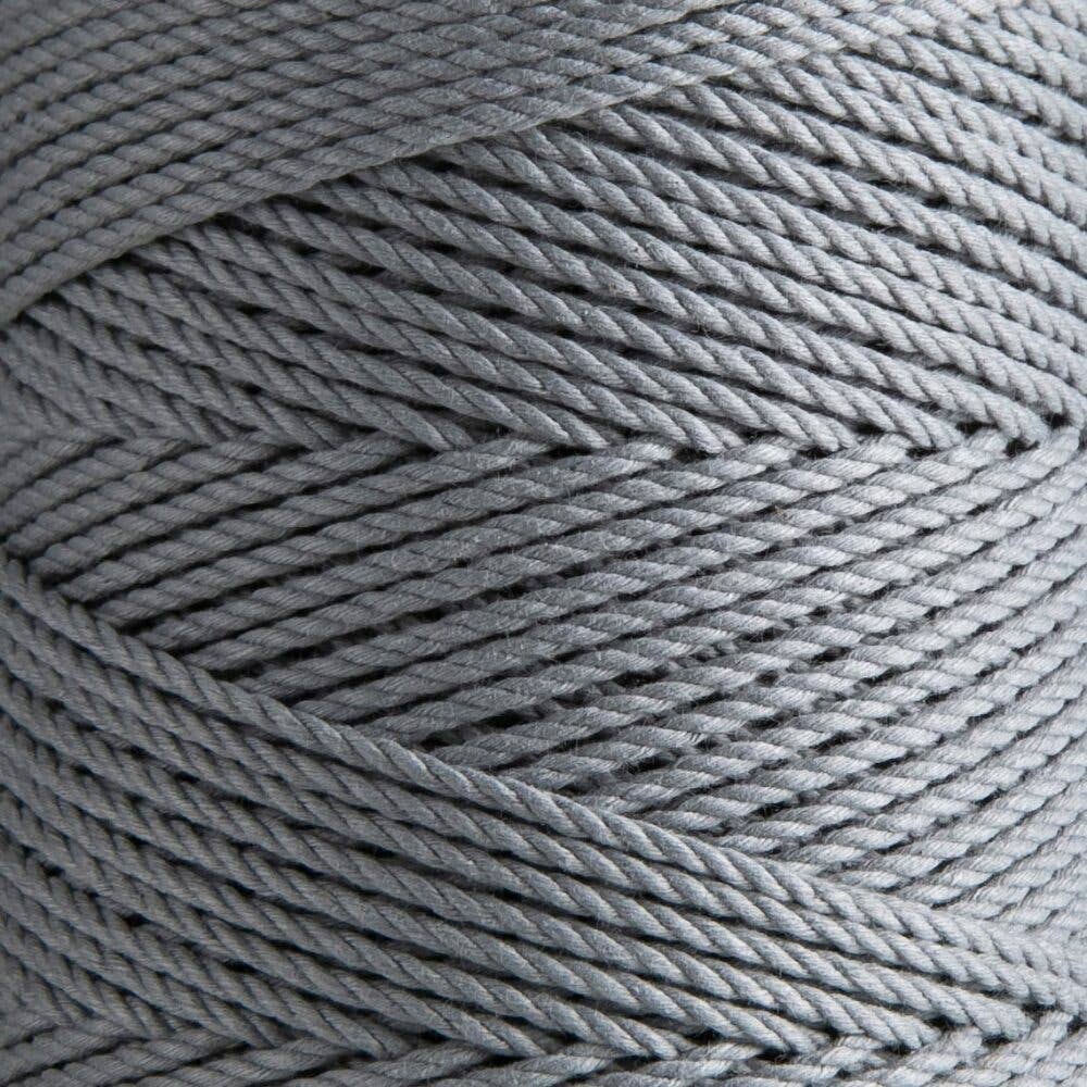 MB Cordas – Großhandel Kabel – 3 mm 3-adrige Baumwoll-Makrameeschnur, 200 m, silber3