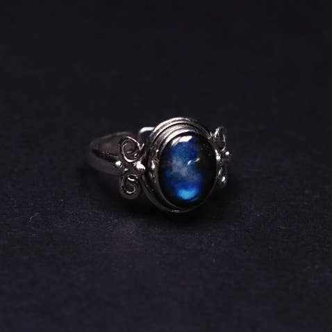 Anel Ajustável de Prata Esterlina com Labradorite por atacado de Black Sand