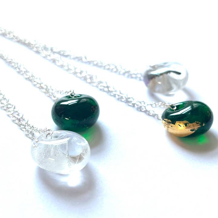 Helen Chalmers - Wholesale Pendant/Charm Necklace - Recycled Whisky Bottle Pendant on Sterling Silver Chain, Clear and Gold3