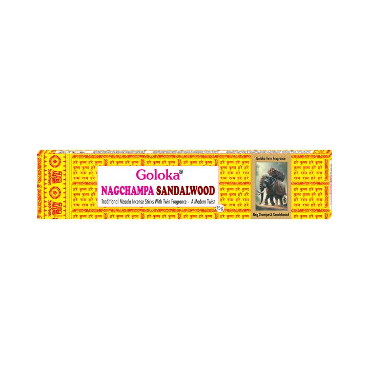 Goloka Nag Champa Sandalwood Incense 15g (12 units) for wholesale by Esoterica Arte