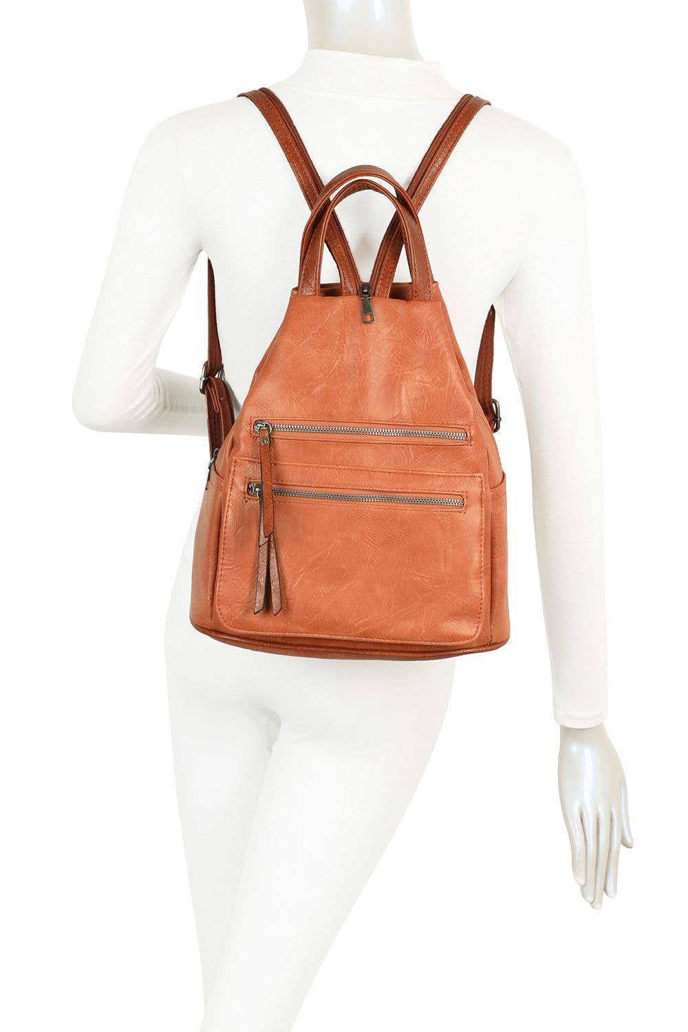 Ellas Trading - Wholesale Backpack - Unisex - Convertible Backpack PU Leather School Travel8