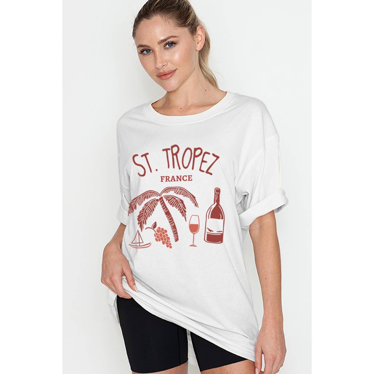 2&moon - Wholesale T-Shirt (Graphic) - Women's - ST TROPEZ FRANCE VACAY OVERSIZED TEE0
