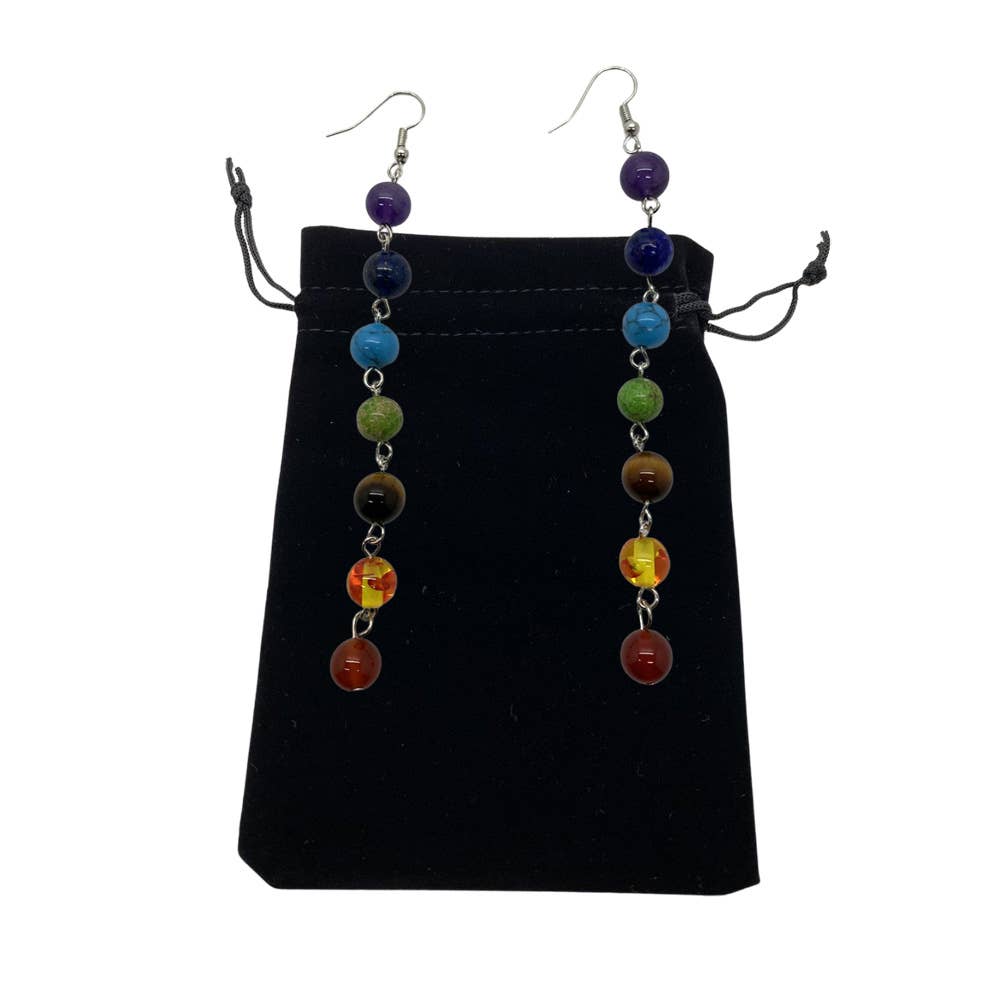 VIE - Wholesale Hangende/ronde oorbellen - 7 Chakra Kralen Oorbellen met Hangers1