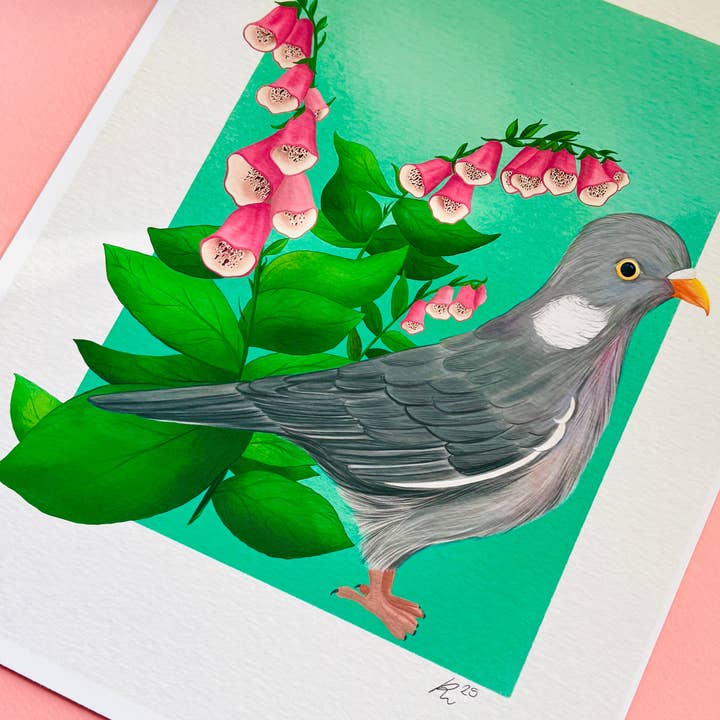 Pixiecraft - Wholesale Art Print - Wood Pigeon Art Print- British Wildlife Illustration3
