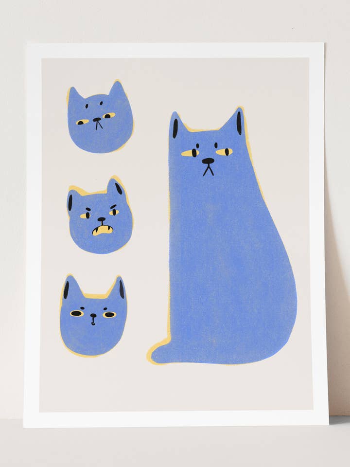 Blue Cat - Fine Art Giclee Print | Art Print for wholesale by Fromlinetoline