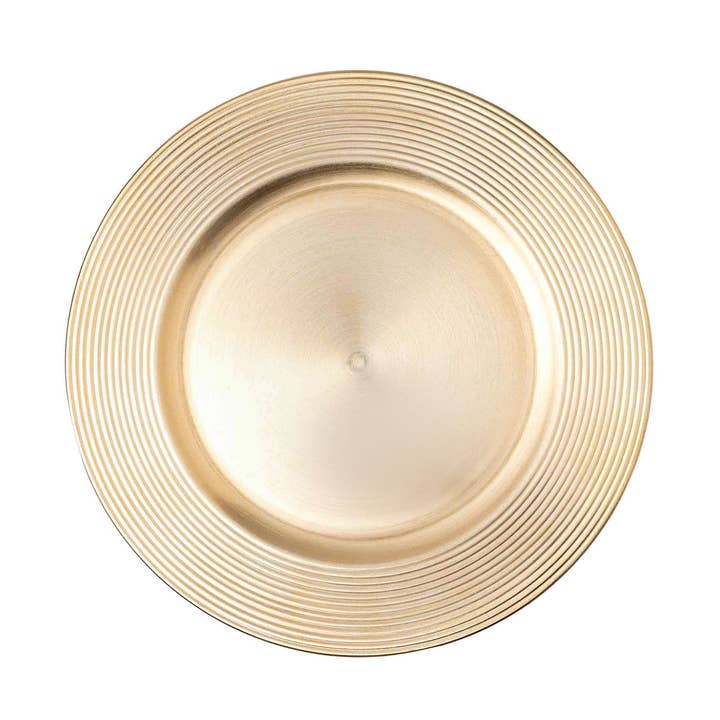Concentric Circles Plastic Charger Plate 13" - Gold for wholesale by Portofino International Trading, USA