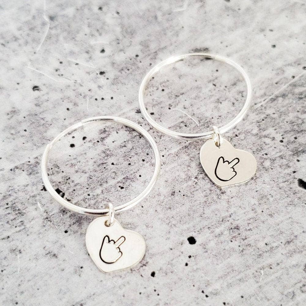 Salt and Sparkle - Wholesale Hoop Earrings - Middle Finger Endless Hoop Heart Earrings2