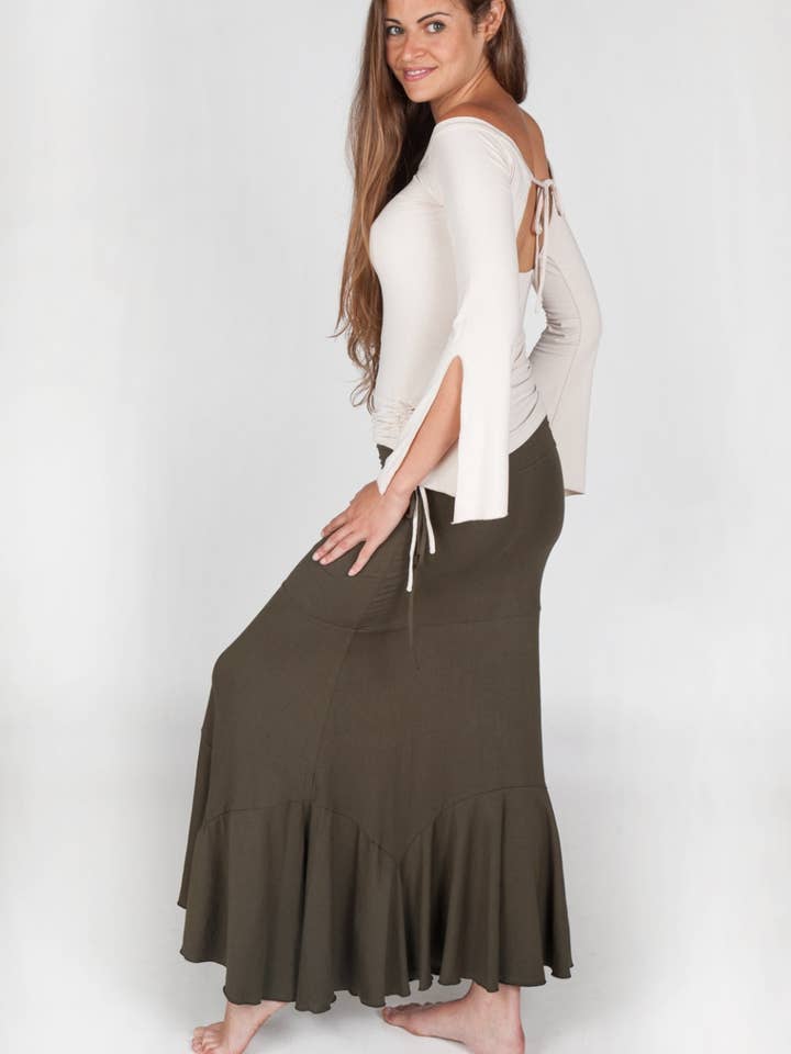 Shadya Long Skirt - Off White, Natural, Lush Full Lenght Lon for wholesale by Kathleen Carpenter