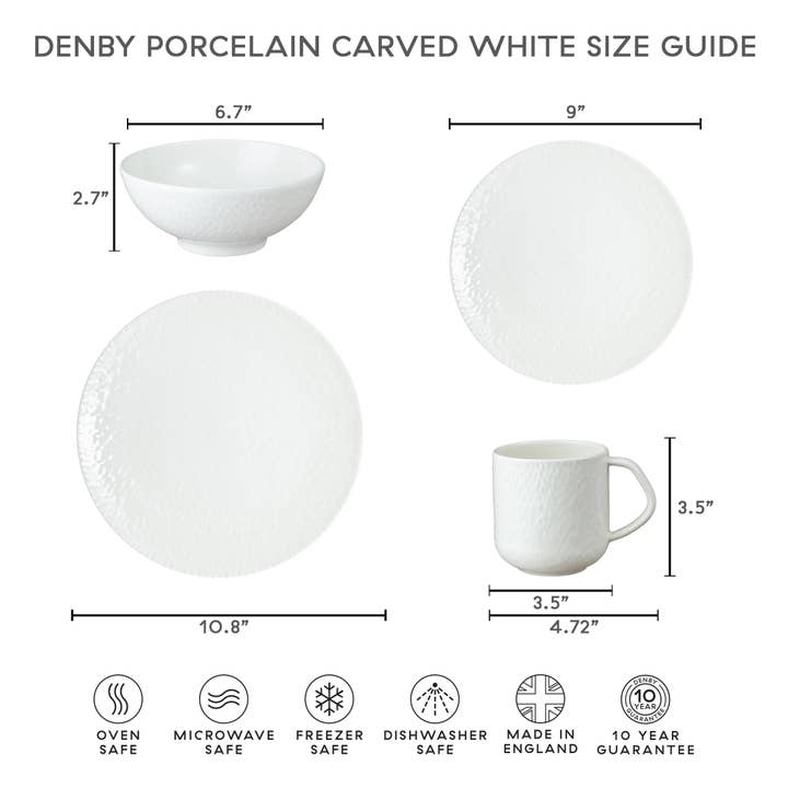 Denby - Vente Tasse à café - Grande tasse blanche sculptée Greenhouse
