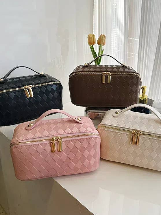 PU læder diamantgitter makeuptaske for engroshandel hos Crave by FW