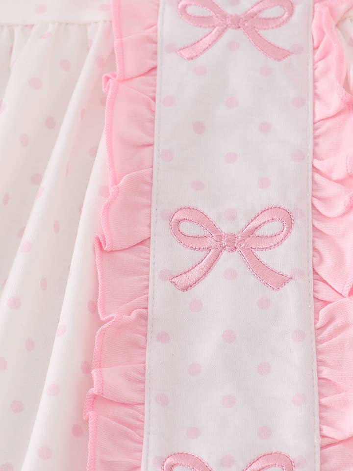 Mom & Co. - Wholesale Clothing Set - Baby - Pink bow embroidery dot bloomer set3