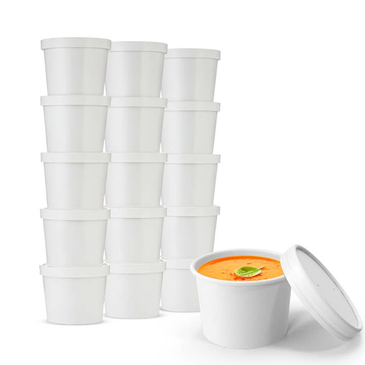 MT Products White Paper Soup Cups with Lids - 20 Pieces for wholesale by MT Products