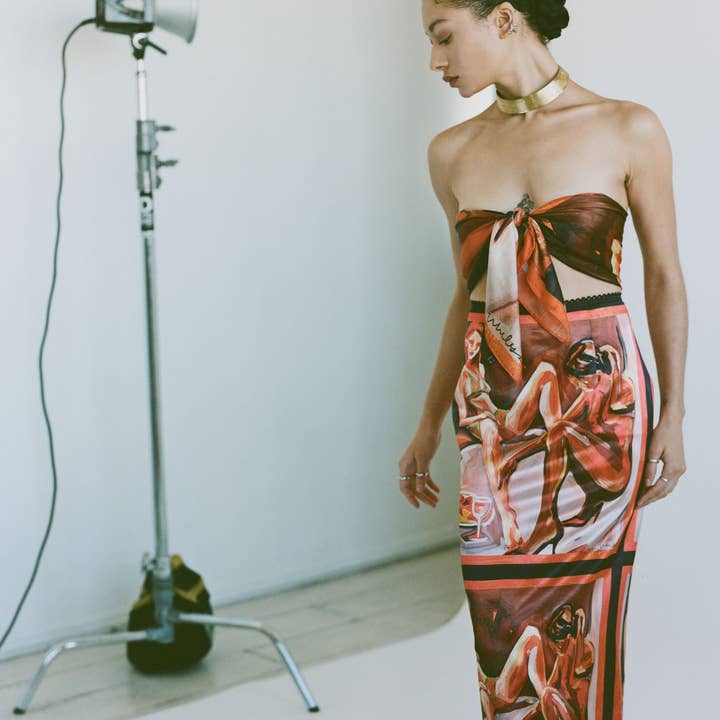 Rabôt - Wholesale Scarf - Women's - Rabôt x Avery Wheless Silk Scarf in Nectar Print9