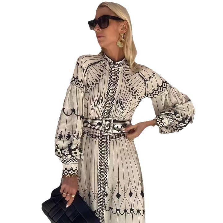 As Shown 2025 NEW Linen Lantern Sleeve Dress Vintage Chic for You for wholesale on Faire11