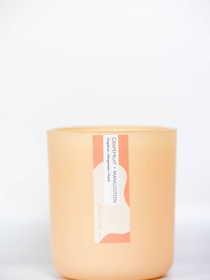 Soy Candle | 15 oz | Double Wick | Peach | Grapefruit + for wholesale by The Fleurish Co