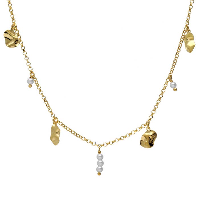 Collier court Radiance feuille perle en argent pour la vente par Victoria Cruz