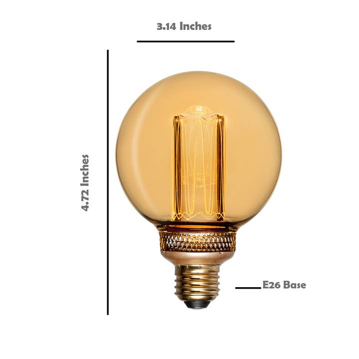 Next Glow - Wholesale Light Bulb/Puck - Decorative G25 Globe Light Bulb Amber Acrylic Inner Pillar4