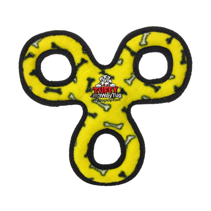 Tuffy Dog Toys - VIP Products - Vente Jouet couineur – chien - Tuffy Jr, jouet à 3 voies, jaune, durable, résistant et qui grince0