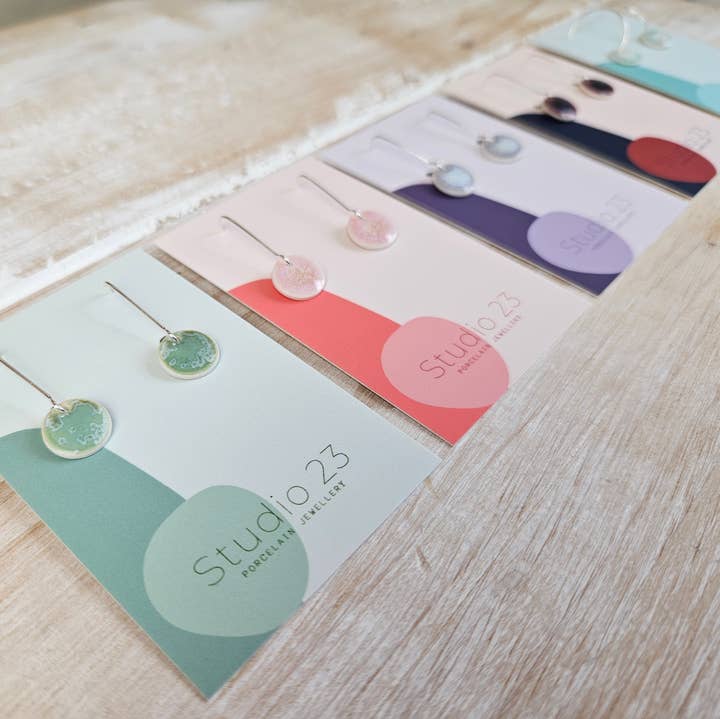 Drop Circle Earring Pair for wholesale by Studio 23 Ceramics