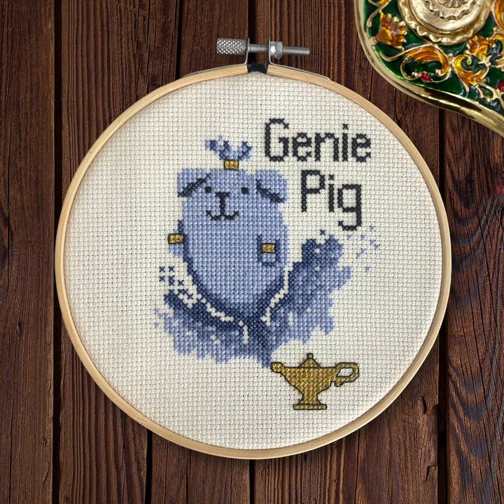 Genie Pig Cross Stitch Kit - Pun, Pun-Imals Collection for wholesale by Craftysmith