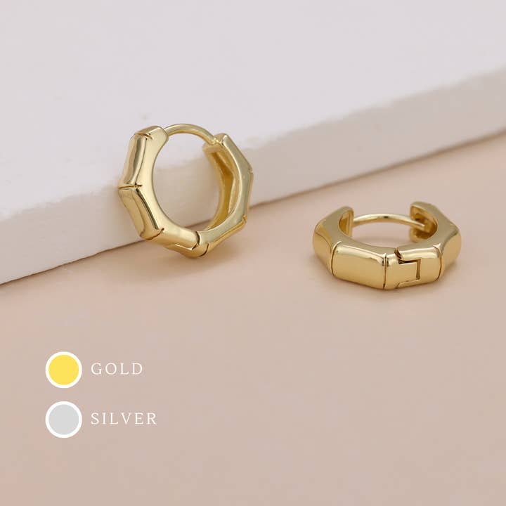 orecchini a cerchio in oro E119, orecchini huggie, cerchi huggie per la vendita all'ingrosso da parte di Melange Blanc