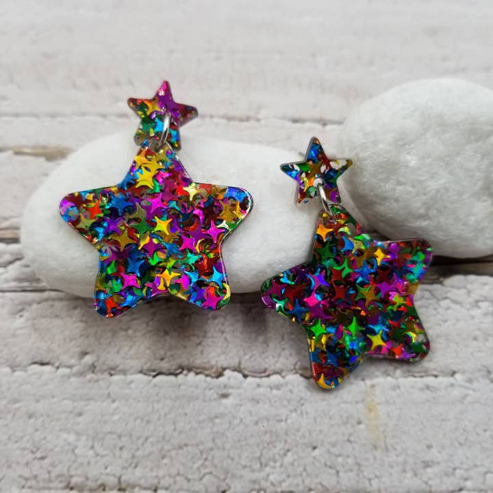 Treasure Wholesale – wholesale Dangle earrings – Confetti Star Earrings1