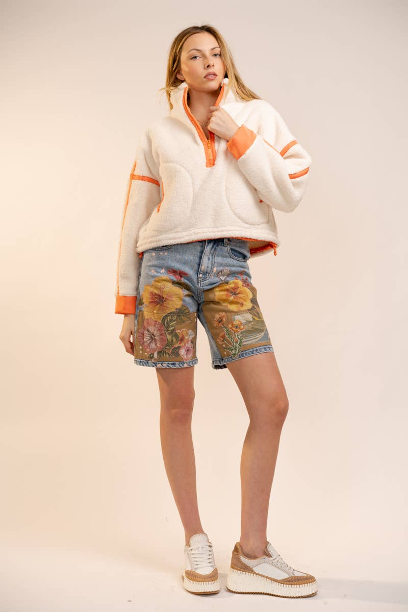 Blue B - Wholesale Sweatshirt - Women's - 91854T Half Zip High Neck Contrast Seam Fleece Pullover15