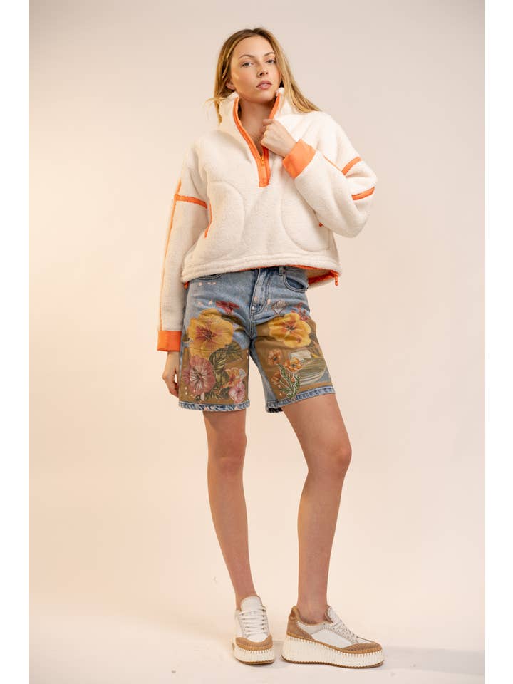 Blue B - Wholesale Sweatshirt - Women's - 91854T Half Zip High Neck Contrast Seam Fleece Pullover15