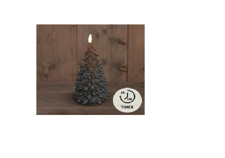 DRYdecorations - Wholesale Christmas Decoration - Kaars wax Kerstboom met led lamp - ZWART 0