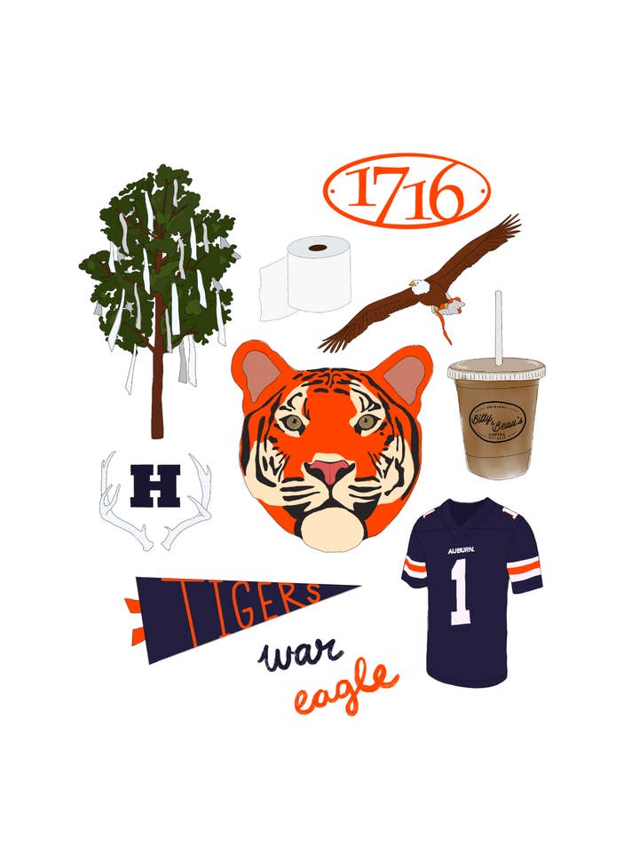 Auburn, Alabama University Print for wholesale by Teddy Rae Prints