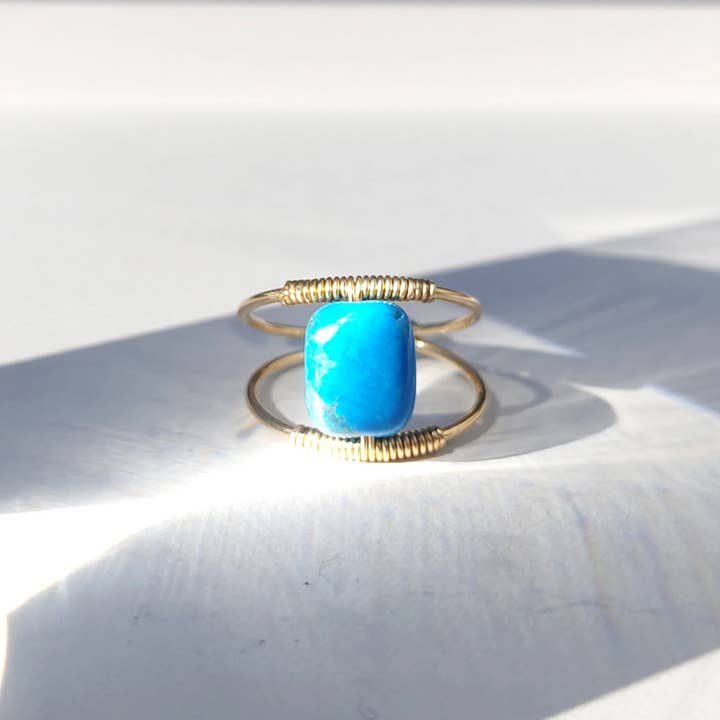 Mani Namaste - Wholesale Single Stone/Solitaire Ring - OLI Ring - Turquoise - Recycled Gold - Goldfilled 14 Carats4