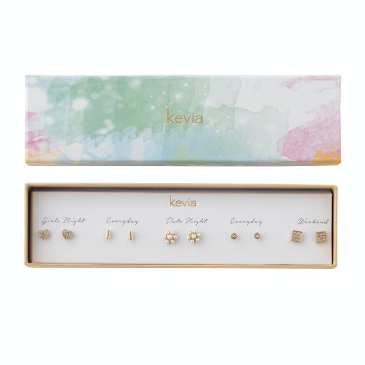 Oorbelset met parel en hart als thema voor wholesale door Kevia