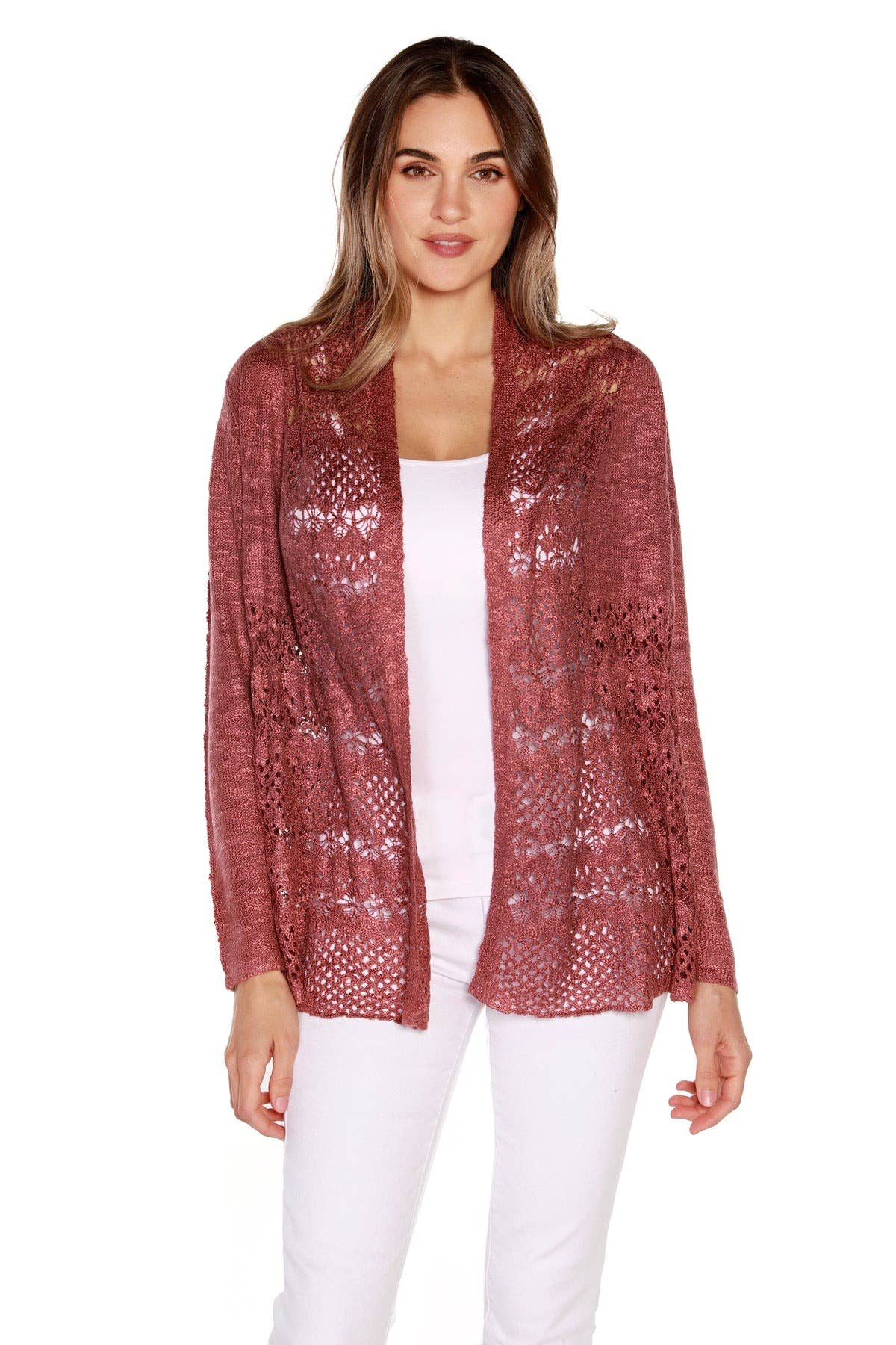 Belldini - Wholesale Cardigan - Women's - Women's Long Sleeve Crochet Knit Swing Cardigan5