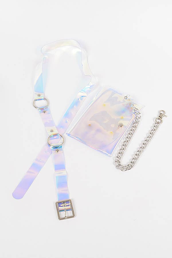 3AM BY H&D ACCESSORIES - Vente Sac ceinture – femme - Sac à bandoulière à chaîne à rabat à bouton unique5