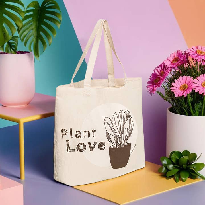 Succulent Plant Canvas Tote Bag - Nature-inspired message for wholesale by Todo Bien Design Inc