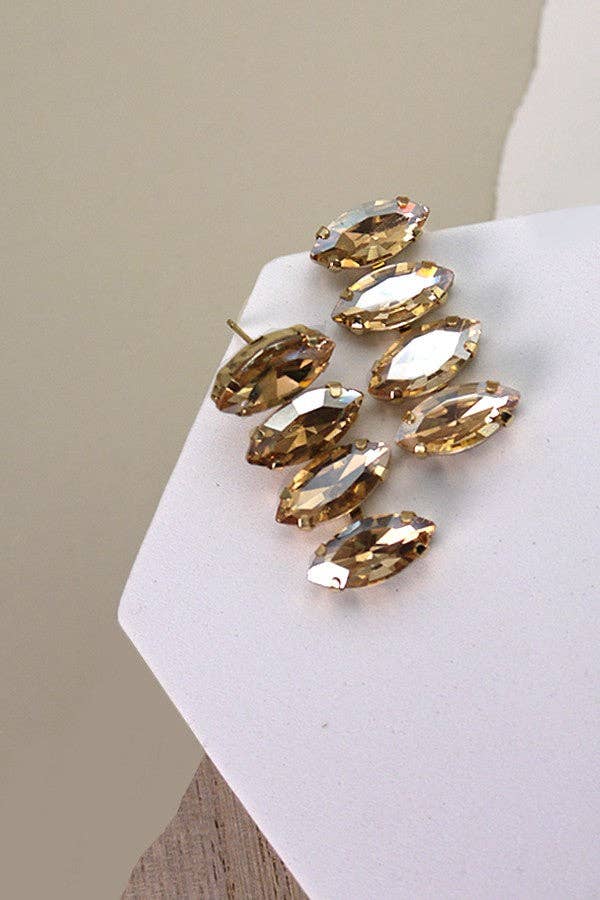 JOSSLYN by wall to wall - Wholesale Dangle Earrings - CRYSTAL GLASS BAGUETTE DROP EARRINGS | 40E2733