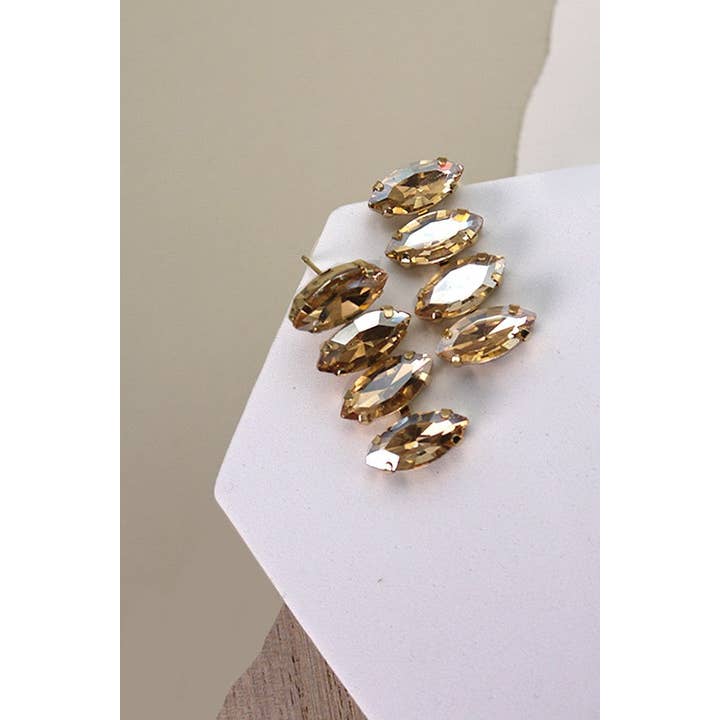 JOSSLYN by wall to wall - Wholesale Dangle Earrings - CRYSTAL GLASS BAGUETTE DROP EARRINGS | 40E2733