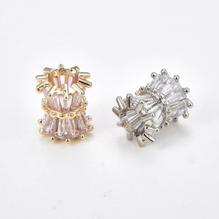 Baguette CZ Tube Cylinder Spacer Beads, Individual Pendant for wholesale by Beads Creation