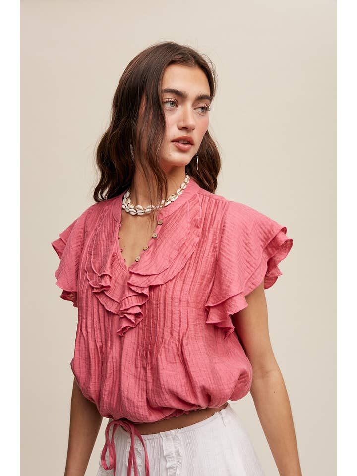 Sheer Trend – wholesale Blus - Dam – Blustopp med volangknapp
