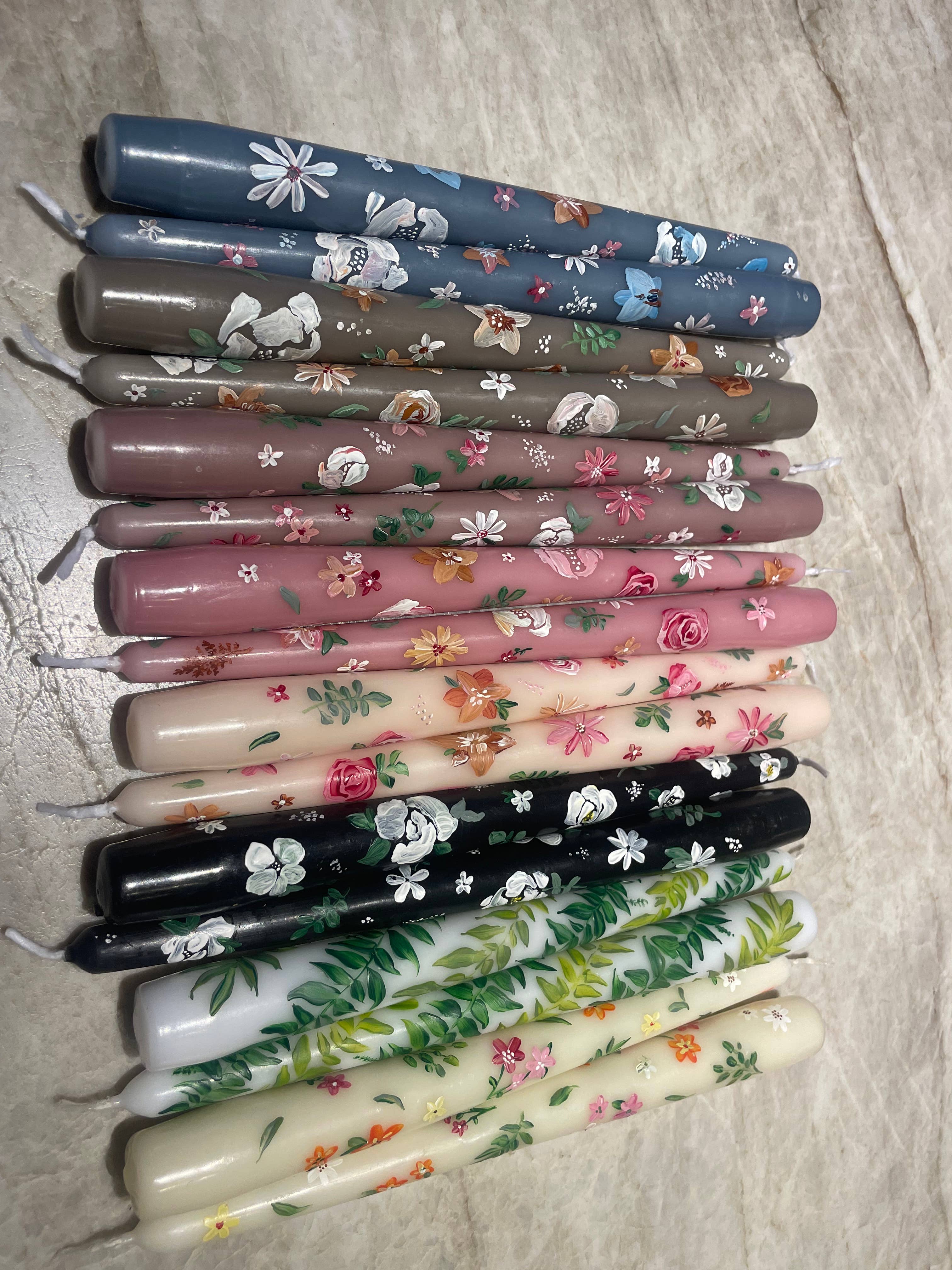 Ashley Myers - Wholesale Tapered Candle/Candlestick - Multicolor Floral Taper Pairs5