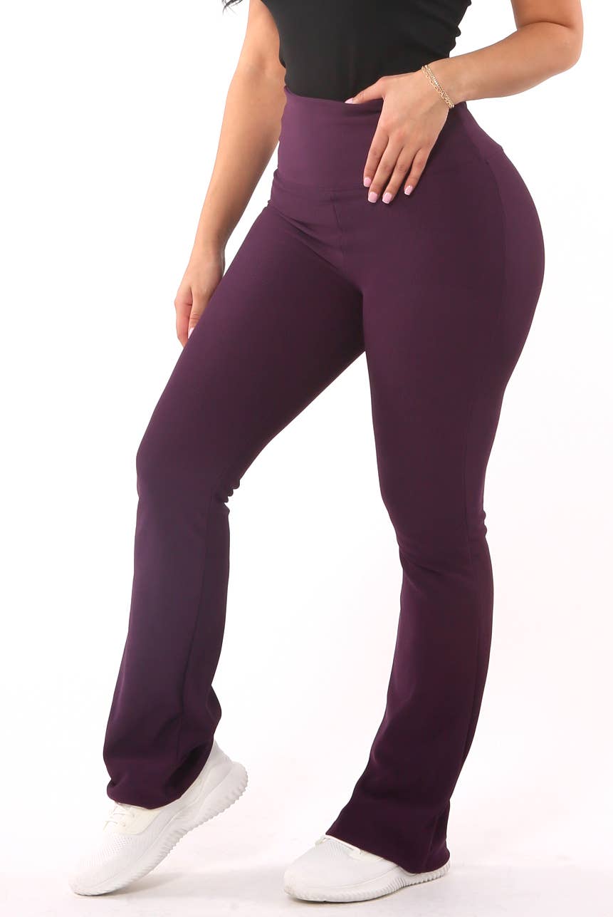 REDFINCH APPAREL INC - Wholesale Pants - Women's - Womens High Waist Rib Knit Tummy Control Flare3