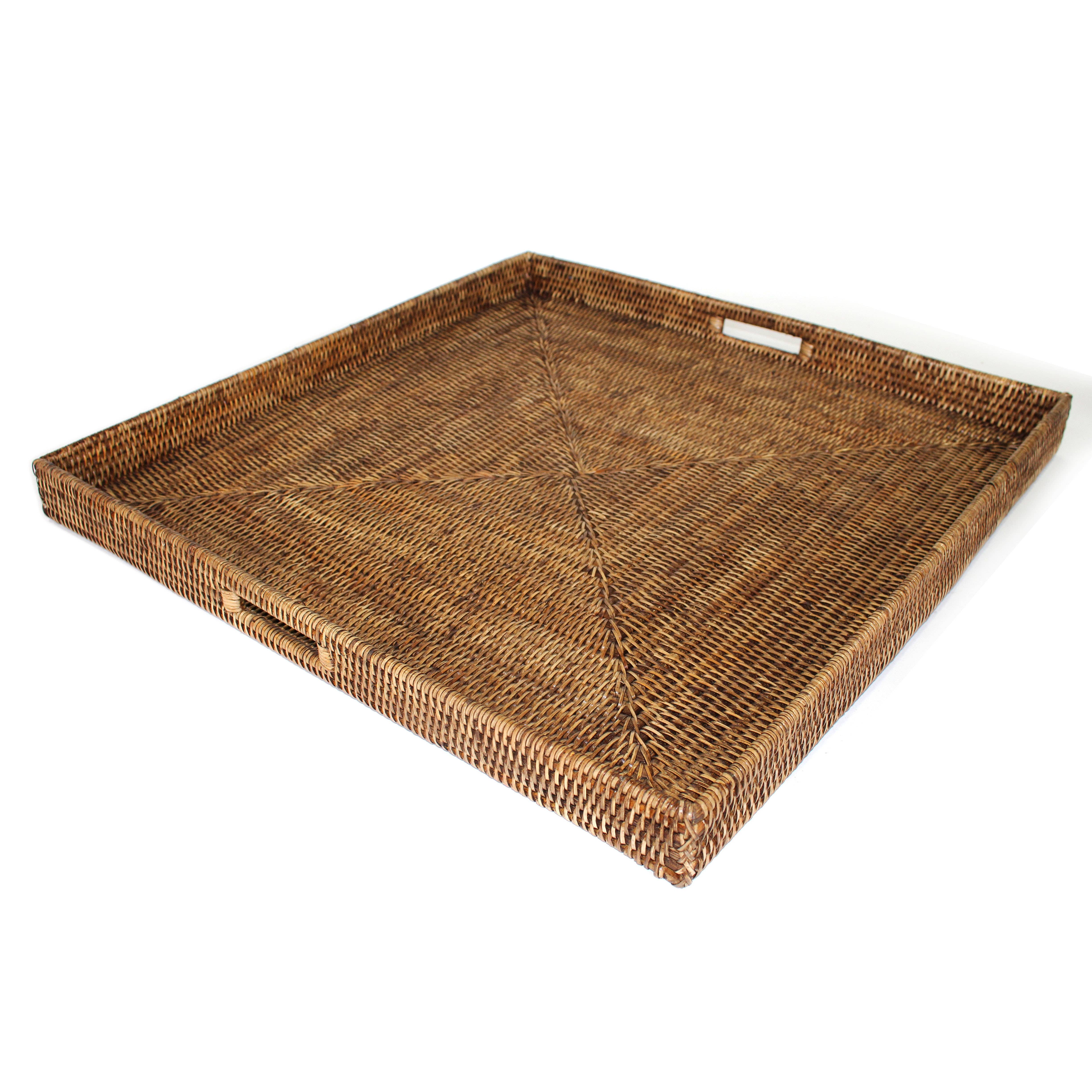 Matahari - Wholesale Serving Tray - Square Tray w/ Handle  - AB 36x36x2' or 25" x 25" x 2"4