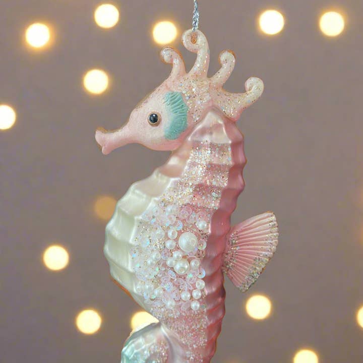 Marissa's Gifts - Wholesale Ornament - Glass sea horse Christmas bauble tree hanging decoration/christmas/seasonal/ glass hanging item