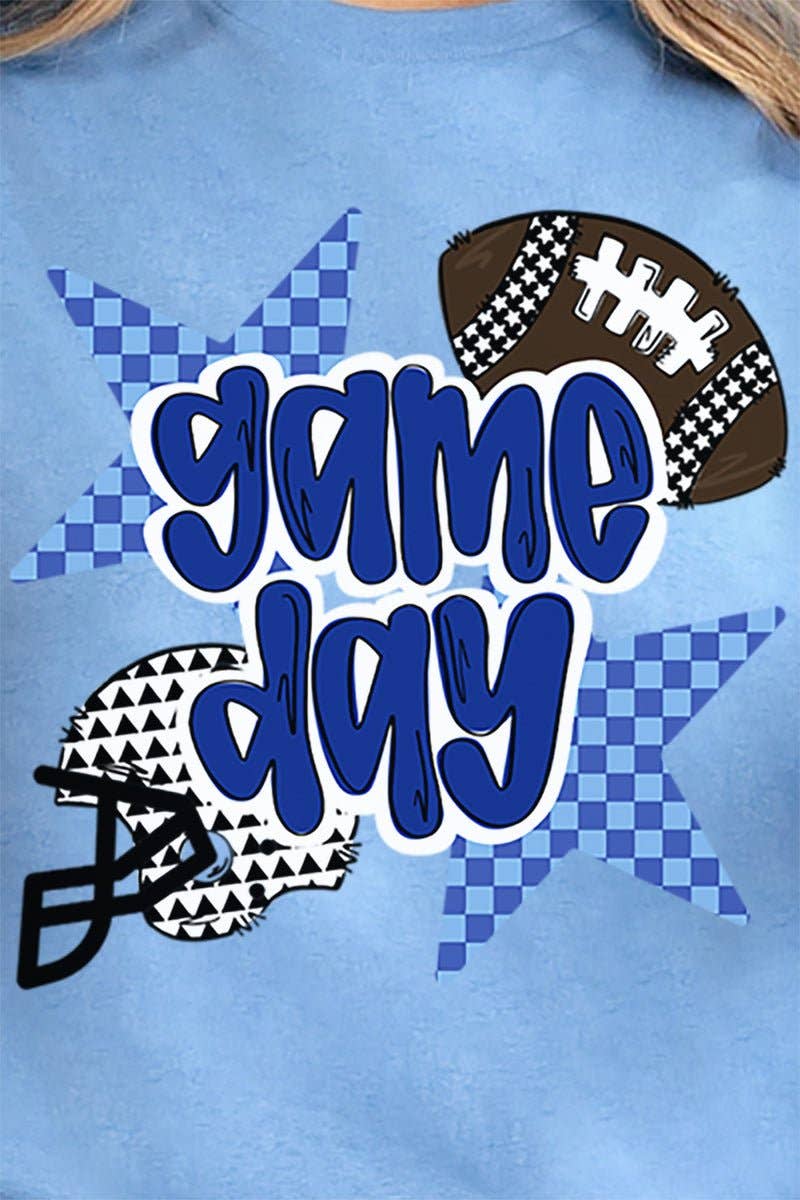 Wholesale Accessory Market - Wholesale Screen Printed T-Shirt - Women's - Blue Football Fever Short Sleeve Relaxed Fit T-Shirt13