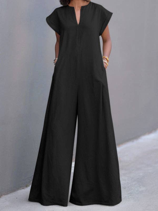 Sheer Trend - Wholesale Jumpsuit - Women's - High Waist Pleated Pocket Jumpsuit2